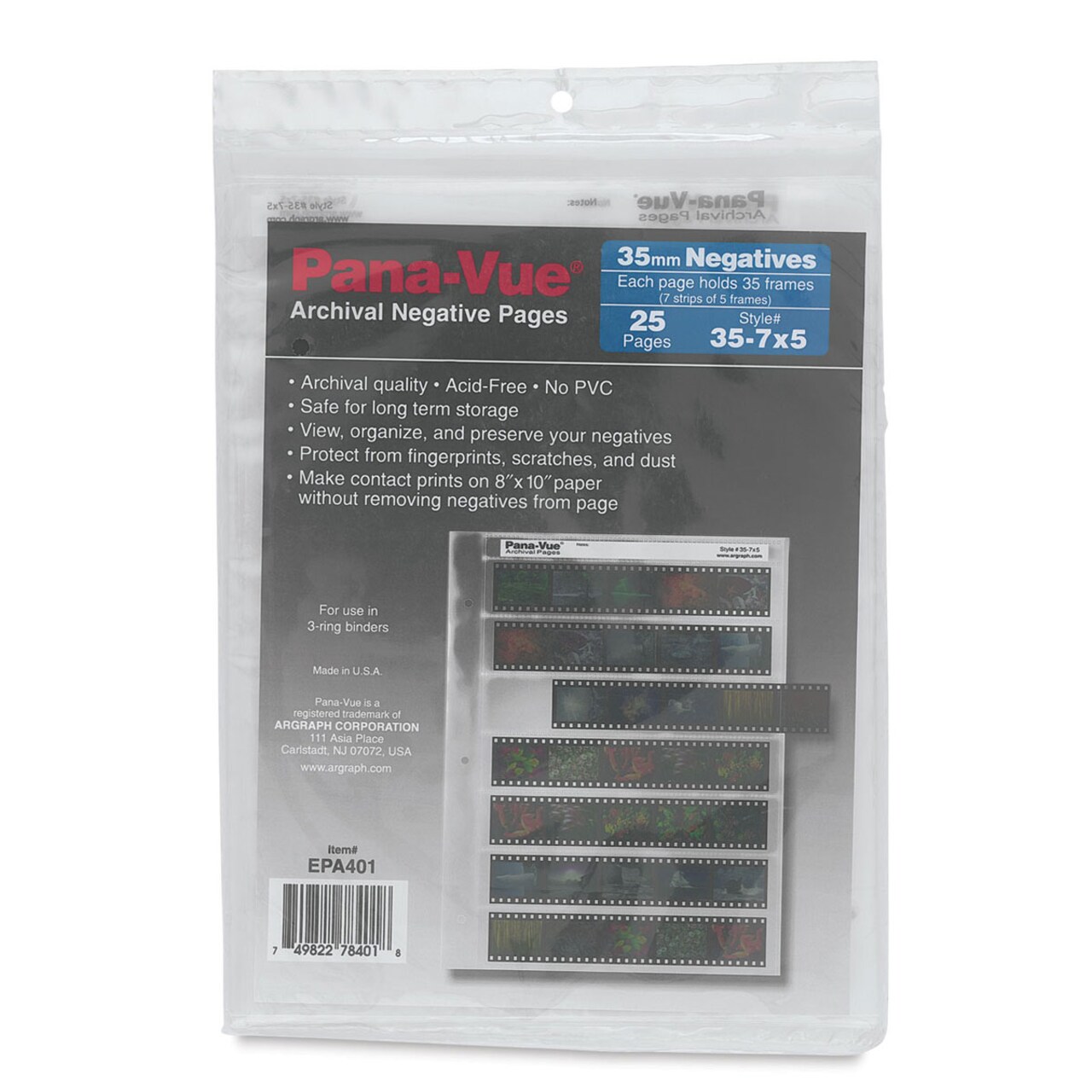 Pana-Vue Archival Pages - 35 mm Negative Sleeve 2, Side Loading